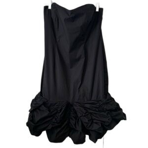 DAVID MEISTER Black ruffle strapless dress